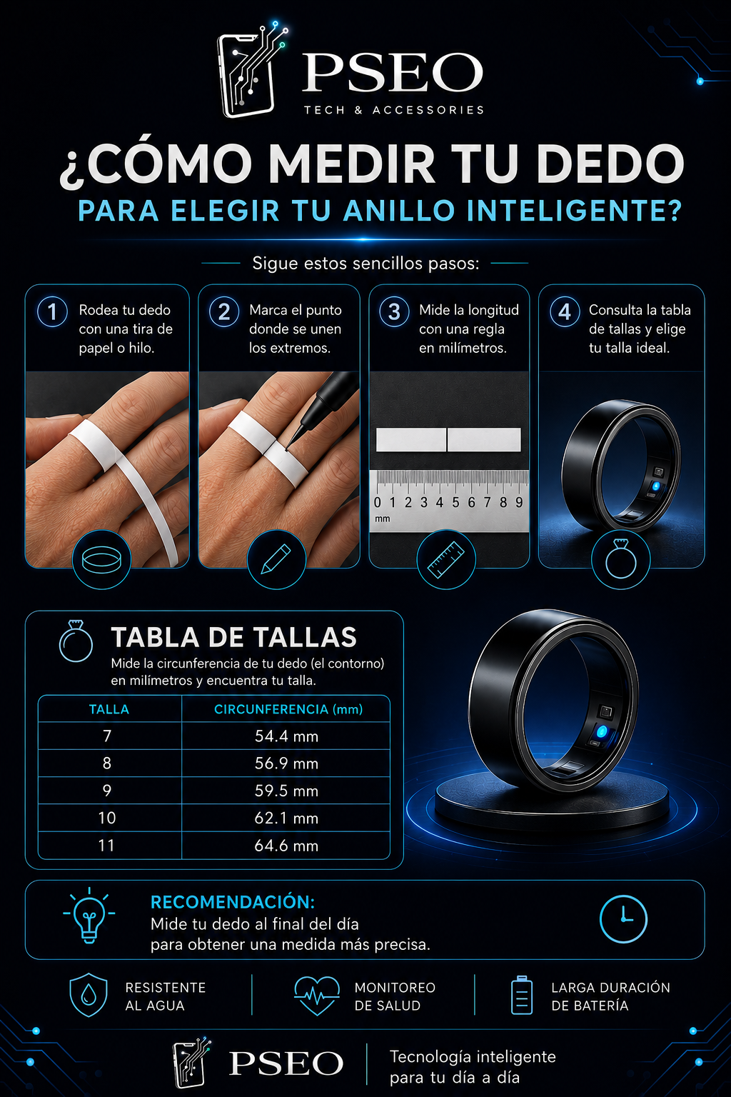 Anillo Inteligente - R6 - Salud, Deporte, Monitoreo - Smart Ring