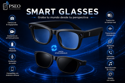 Gafas Inteligentes Smart Glasses – Cámara 8MP - Inteligencia Artificial
